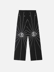 Spider Web Topstitched Loose Jeans