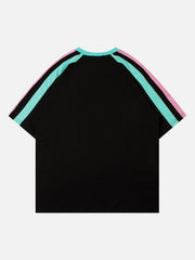 Sports Style Color-Blocked Splicing T-Shirt