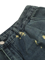 Spray-Painted Reverse Pleated Cargo Jeans