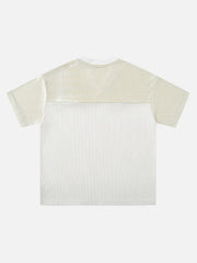 Street Stitching Mesh Character Print T-Shirt