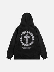 Suede Cross Print Hoodie