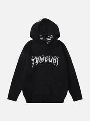 Tailbone Pattern Jacquard Sweater Hoodie