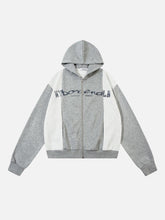 Academic Style Assembled Color Blocking Hoodie