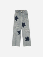 Airbrushed Pentagram Applique Jeans