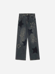 Airbrushed Pentagram Applique Jeans