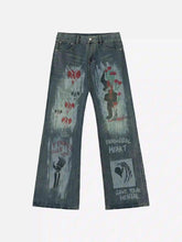 American High Street Graffiti Washed Jeans