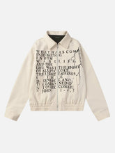 American Retro Distressed Letter Print Jacket