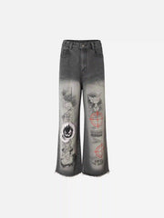 American Retro Embroidered Dopamine Jeans