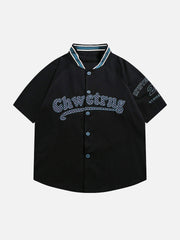 American Retro Letter Patch Short-Sleeved Shirt