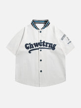 American Retro Letter Patch Short-Sleeved Shirt