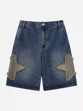 American Retro Patchwork Denim Shorts