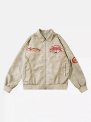 American Retro Patchwork Motorcycle Jacket