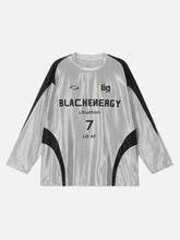 American Retro Patchwork Print Long-Sleeved T-Shirt