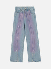 American Retro Spray-Painted Star Embroidered Jeans