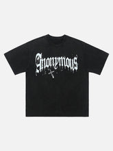 American Street Heavy Washed Distressed Gothic Cross T-Shirt