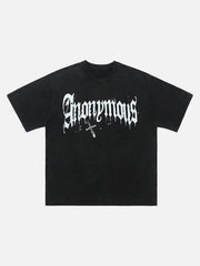American Street Heavy Washed Distressed Gothic Cross T-Shirt