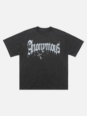American Street Heavy Washed Distressed Gothic Cross T-Shirt