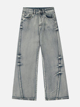 Arc-Stitched Washed Jeans