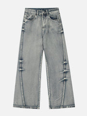 Arc-Stitched Washed Jeans