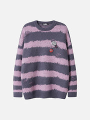 Badge Striped Ripped Sweater