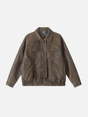 Basic Pocket Faux Leather Jacket