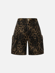Big Pocket Leopard Print Shorts