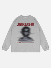 Blurred Silhouette Print Long Sleeve T-Shirt