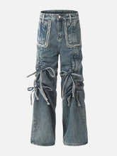 Bow Fringe Washed Jeans
