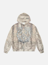 Branch Pattern Letter Print Hoodie