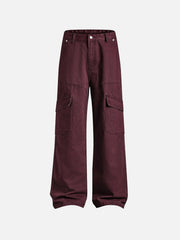 Burgundy Multi Pocket Jeans