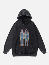 Burning Retro Skull Skeleton Graphic Hoodie