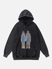 Burning Retro Skull Skeleton Graphic Hoodie