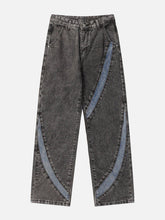 Cambered Patchwork Straight-Leg Jeans