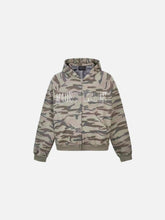 Camouflage Sequin Letter Pattern Zipper Hoodie