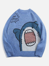 Cartoon Shark Pattern Knitted Sweater
