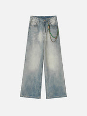 Chain Washed Graphic Jeans