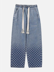 Checkerboard Print Jeans