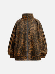 Cheetah Print Suede Track Jacket