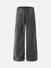 Classic Washed Drawstring Baggy Jeans