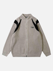 Color Block Zipper Sweater Jacket