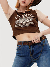 Contrast Castle Print Cropped Tee