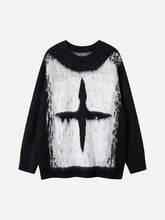 Contrast Color Cross Sweater