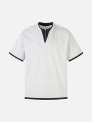 Contrast Color Stitching Faux Two-Piece T-Shirt