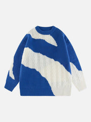 Contrast Irregular Design Knit Sweater