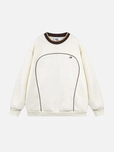Contrast Paneled Embroidery Sweatshirt
