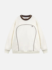 Contrast Paneled Embroidery Sweatshirt