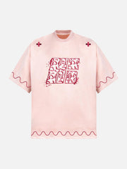 Cross and Wave Print T-Shirt