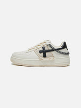 Cross Graphic Chain Design Raw Edge Casual Shoes
