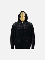 Cross Jacquard Full Zipper Hooded Jacket