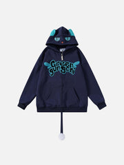 Cute Tail Design Zip-Up Hoodie